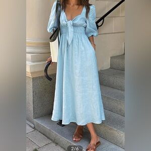 Commense Elegant Blue Midi Dress Size S NWT